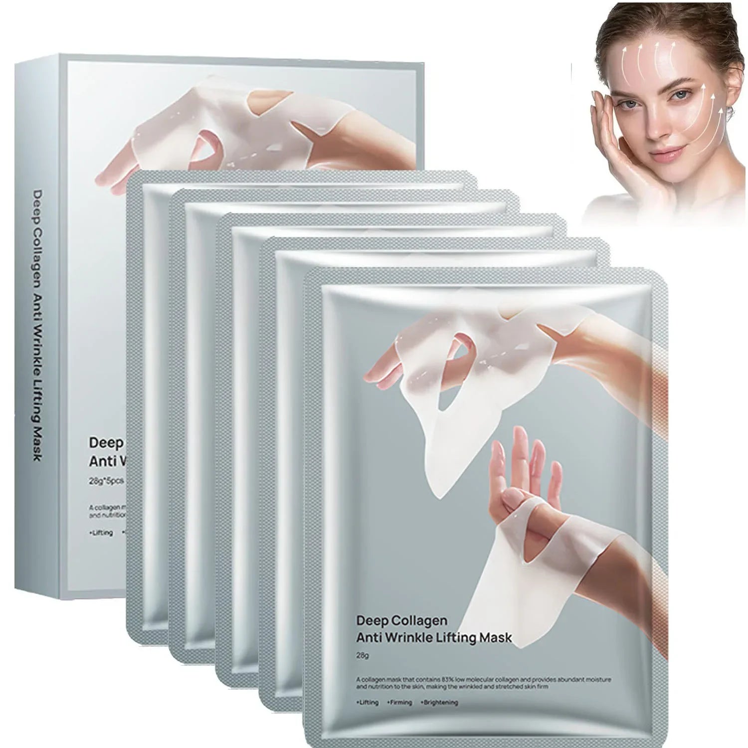 Mascarilla Facial De Colágeno Profundo | Antiarrugas Lifting Reafirmante | Hidratación Nocturna Unisex