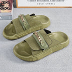 Sandalias Hombre Cuero Artificial Planas Gancho Lazo Casuales Moda | Verano