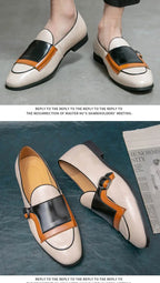 Mocasines Azules Lujo Hombre | Casual Negocios Punta Redonda Sin Cordones Talla Grande