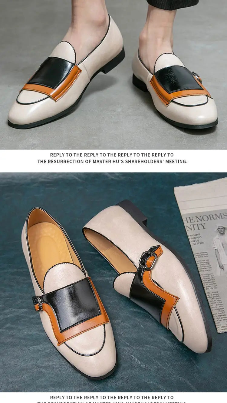Mocasines Azules Lujo Hombre | Casual Negocios Punta Redonda Sin Cordones Talla Grande