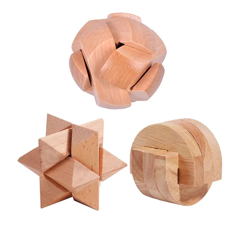 Juego de 3 uds. De rompecabezas de madera LuBan Lock, rompecabezas, juguetes de prueba IQ, juegos mentales educativos para adultos y niños, juego de enclavamiento desbloqueado