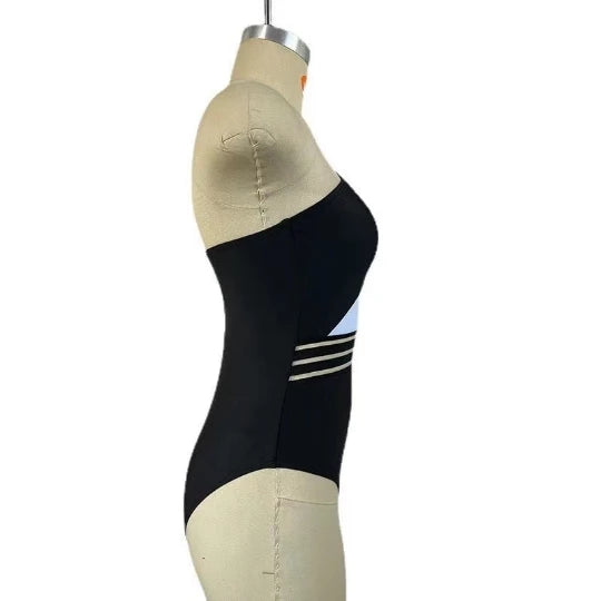 Traje De Baño Asimétrico Estilo Playa Para Mujeres Jóvenes Patchwork Casual