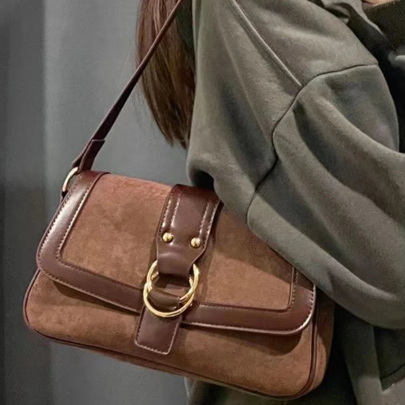 Bolso Hombro Gamuza Sintética Mujer Cruzado Estilo Maillard