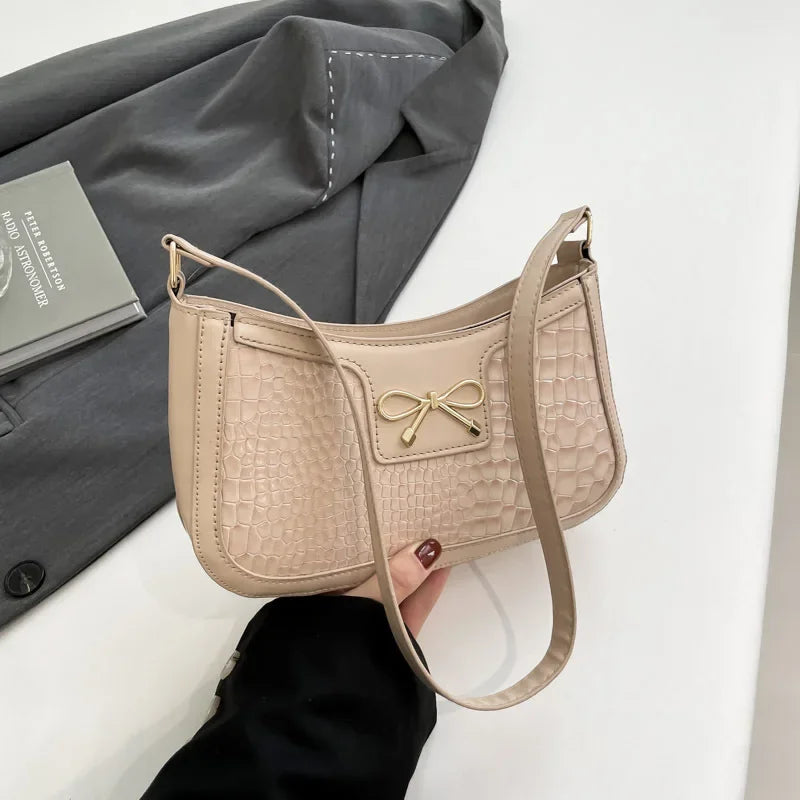 Bolso De Hombro Mujer Estampado Cocodrilo Lazo Vintage Pequeño