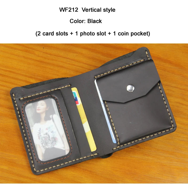 Cartera de Cuero Crazy Horse para Hombre | Hecha a Mano | Clips de Cuero | Bolsillo Vertical