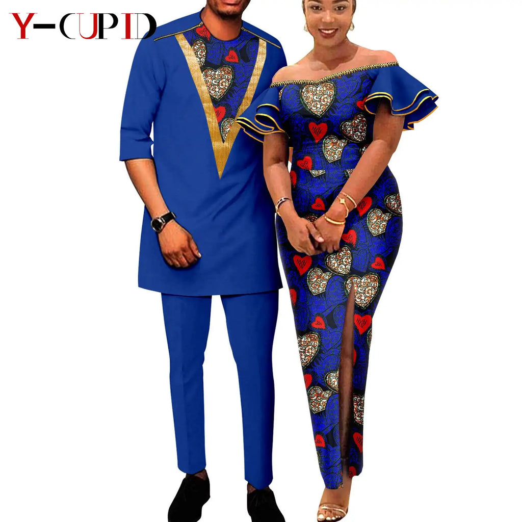 Vestido Volantes Estampado Africano Pareja | Camisa Cremallera Pantalón | Tallas S-6XL | Tico Trendy