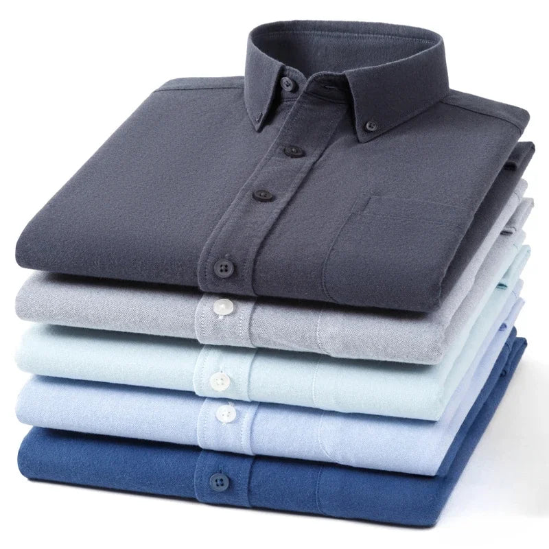 Camisa Oxford Cepillado | Algodón 100% | Ajuste Formal | Blanca Sólida | Ticotrendy