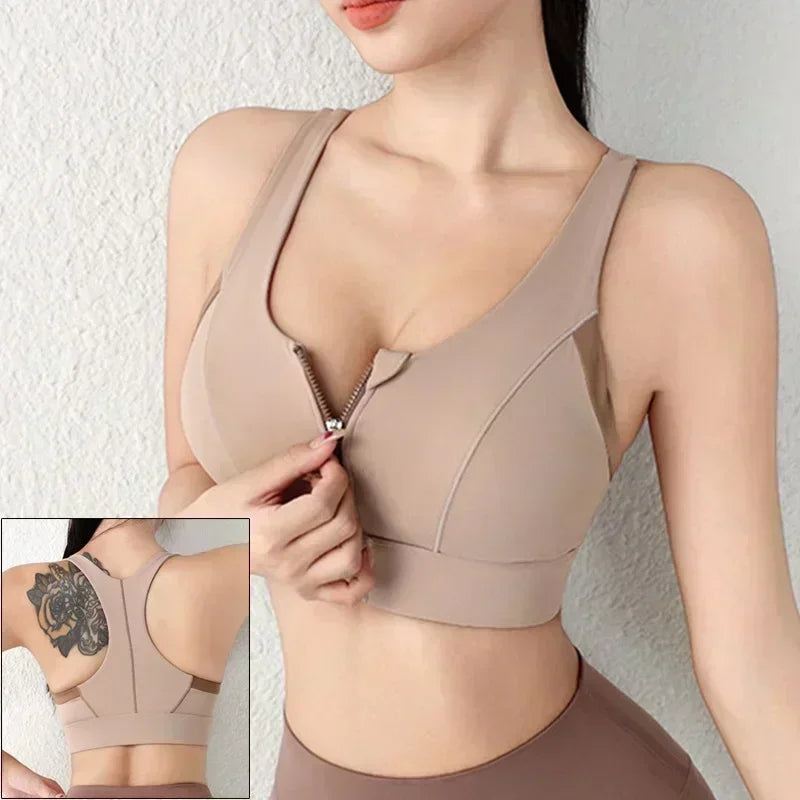 Top Sujetador Deportivo para Mujer | Cremallera Frontal y Realce | Top de Yoga y Fitness