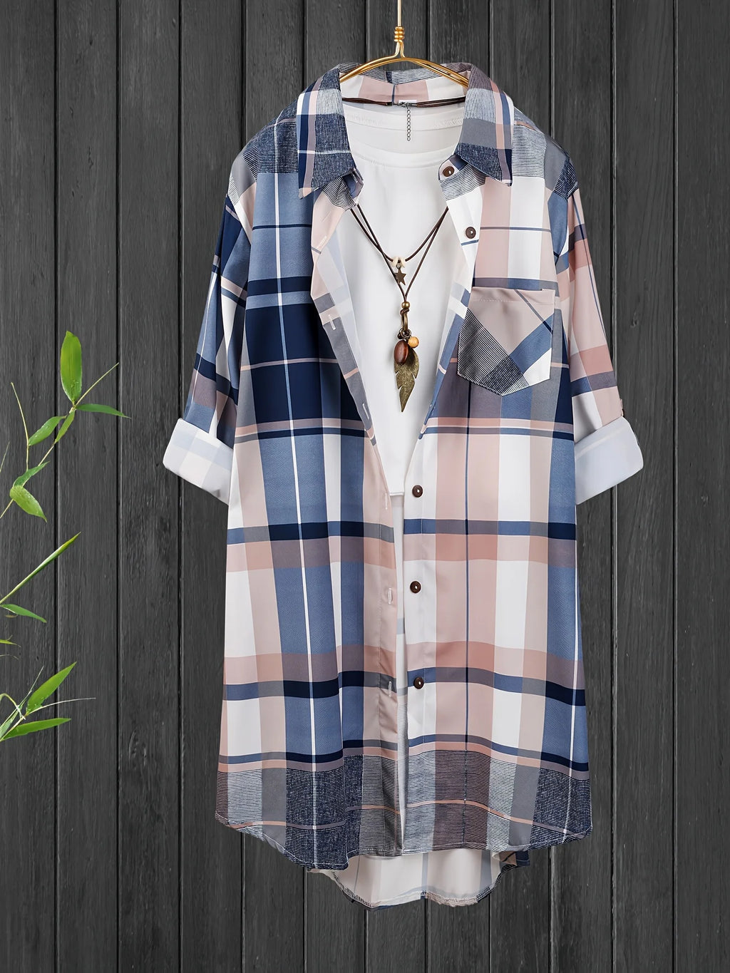 Camisa Cuadros Solapa Protector Solar Plus Size | Manga Larga | Tallas 1XL-5XL | Tico Trendy