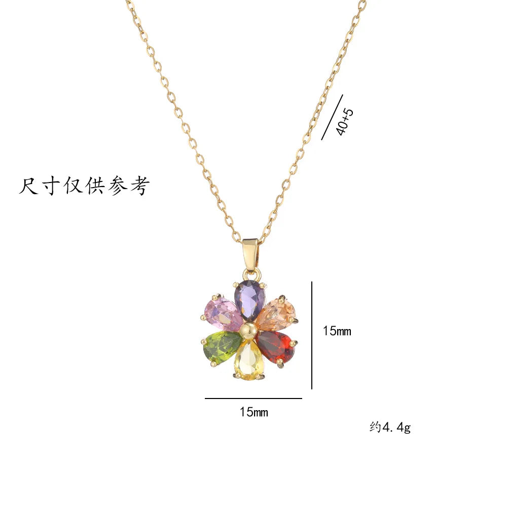 Collar Flor Circón ∣ Acero Inoxidable Clásico ∣ Joyas Vintage Mujer Niña
