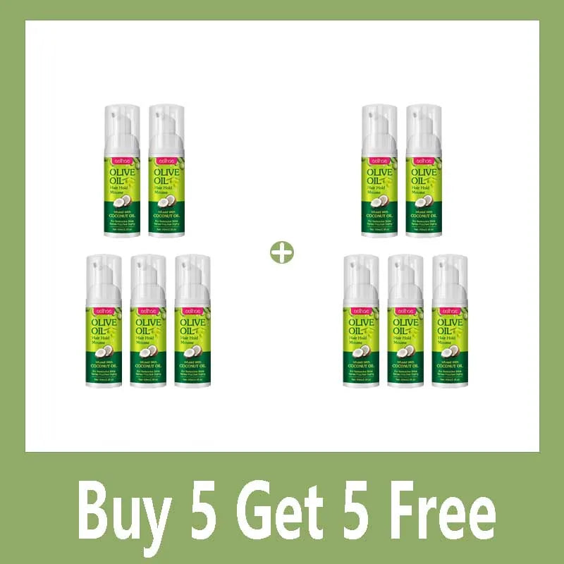 Mousse para peinar el cabello con aceite de oliva, estilismo duradero, reduce el Frizz, previene la rotura del cabello, mantiene los rizos del cabello, mantiene la Mousse para sujetar
