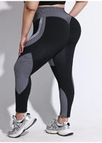 VEQKING 4XL, pantalones deportivos de talla grande para mujer, mallas de Yoga de alta elasticidad sin costuras, mallas de gimnasio con contraste de Color, pantalones de entrenamiento Hiplift