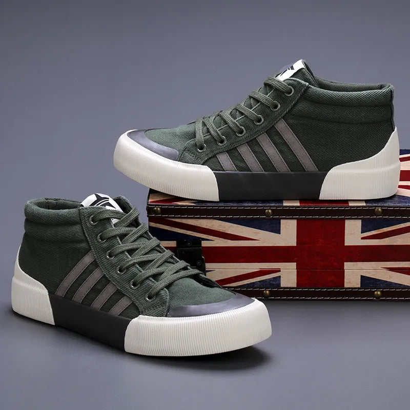 Zapatos Harajuku para Hombre | Lona Verde y Vulcanizada  | Ticotrendy