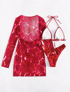 Conjunto de Tres Piezas - Bikini y Cover Up para la Arena