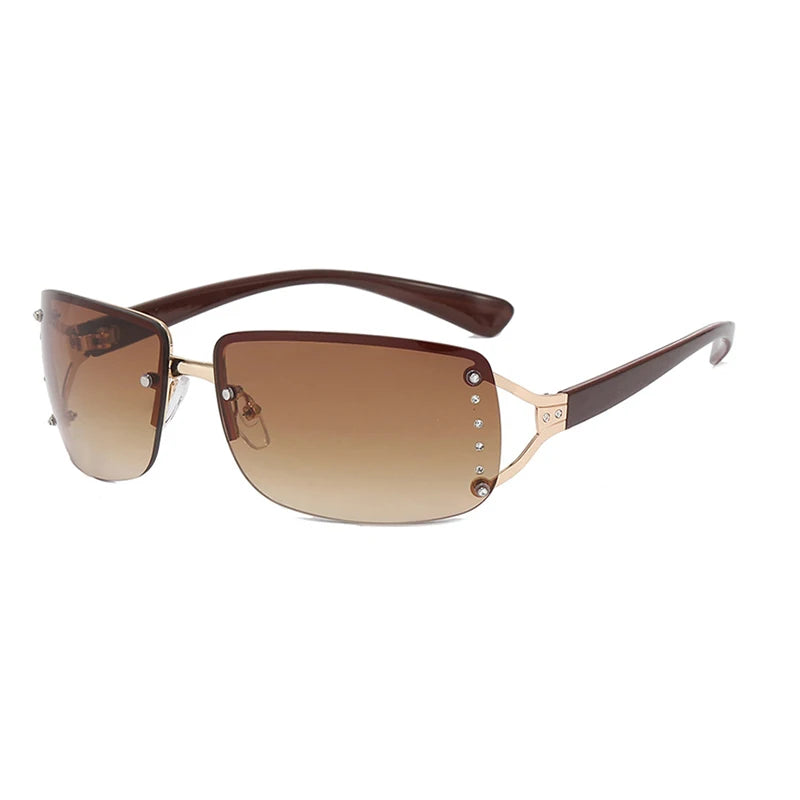 Gafas Sol Y2K Envolventes Escudo | Top Plano Futuristas Sin Marco Gradiente