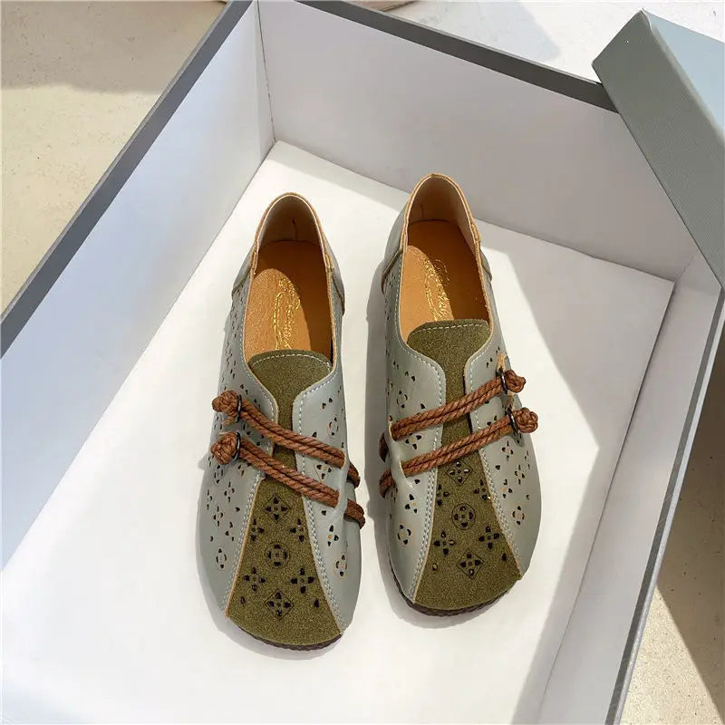 Mocasines de Diseñador con Punta Cuadrada | Ajuste Ancho | Cuero Suave | Novedad