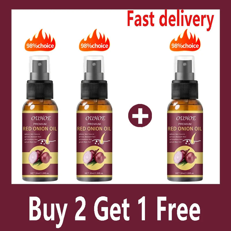 Spray para el cuidado del aceite esencial para el crecimiento del cabello, cebolla roja, previene la caída del cabello, nutre las raíces, mejora la textura del cabello, productos para el cuidado