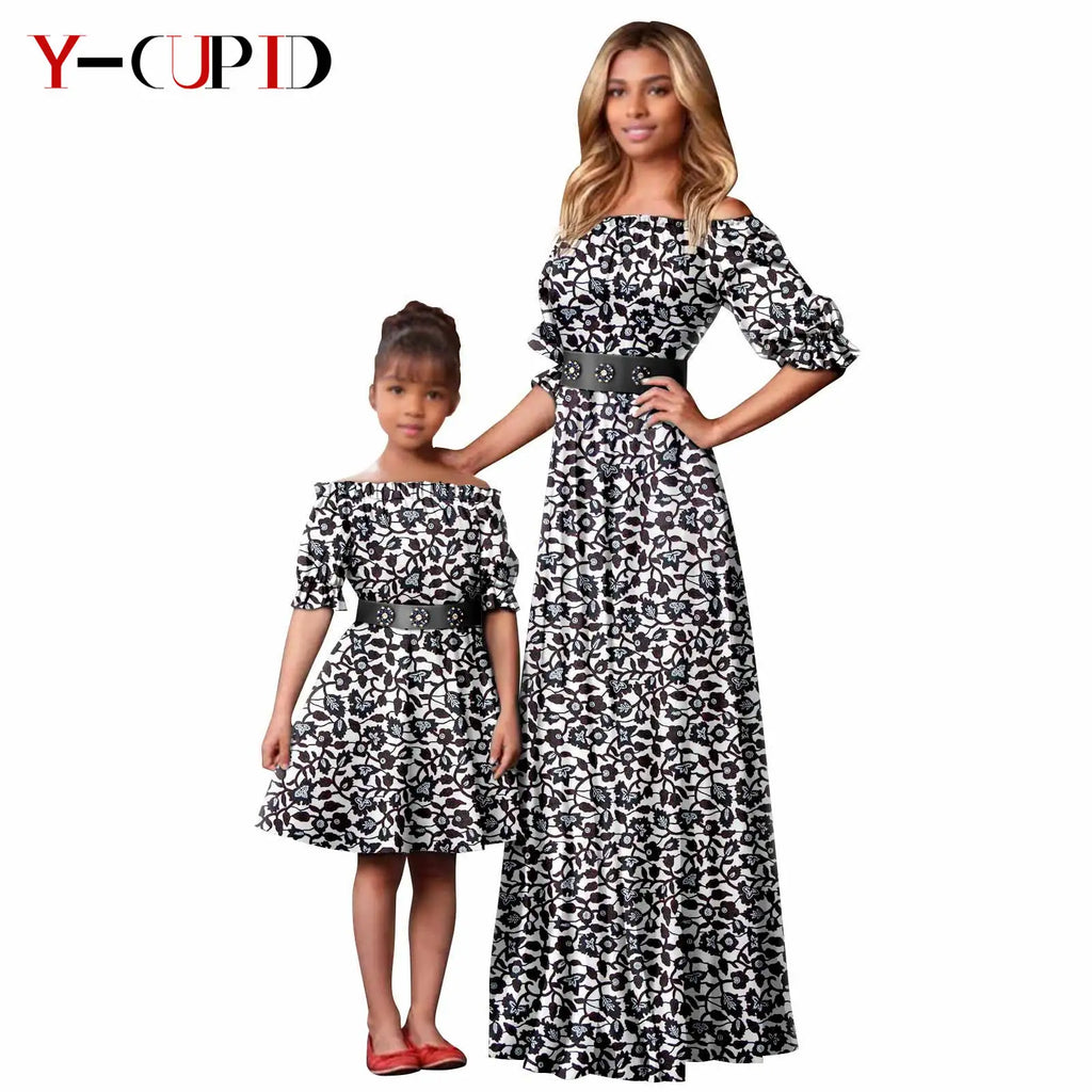 Vestido Cuello Slash Pareja y Niña | Tico Trendy