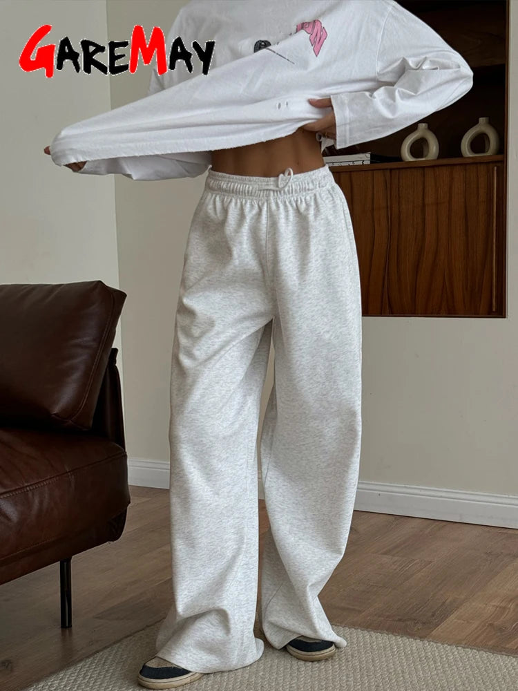 Pantalón Pierna Ancha Lana Terciopelo | Grueso Beige/Gris | Cintura Alta Vintage | Invierno | Ticotrendy