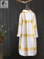Blusa a Cuadros Manga Larga Plus Size | Camisa Holgada Elegante Otoño | Tallas 2XL-5XL | Tico Trendy