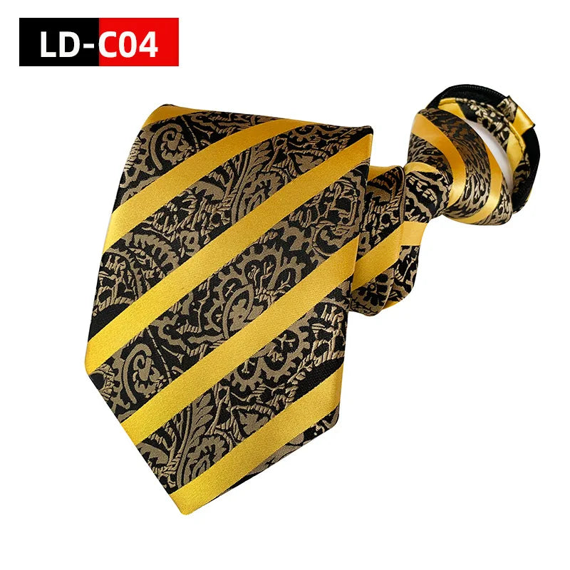 Corbata Preatada Con Cremallera Rayada Elegante y Práctica Para Bodas