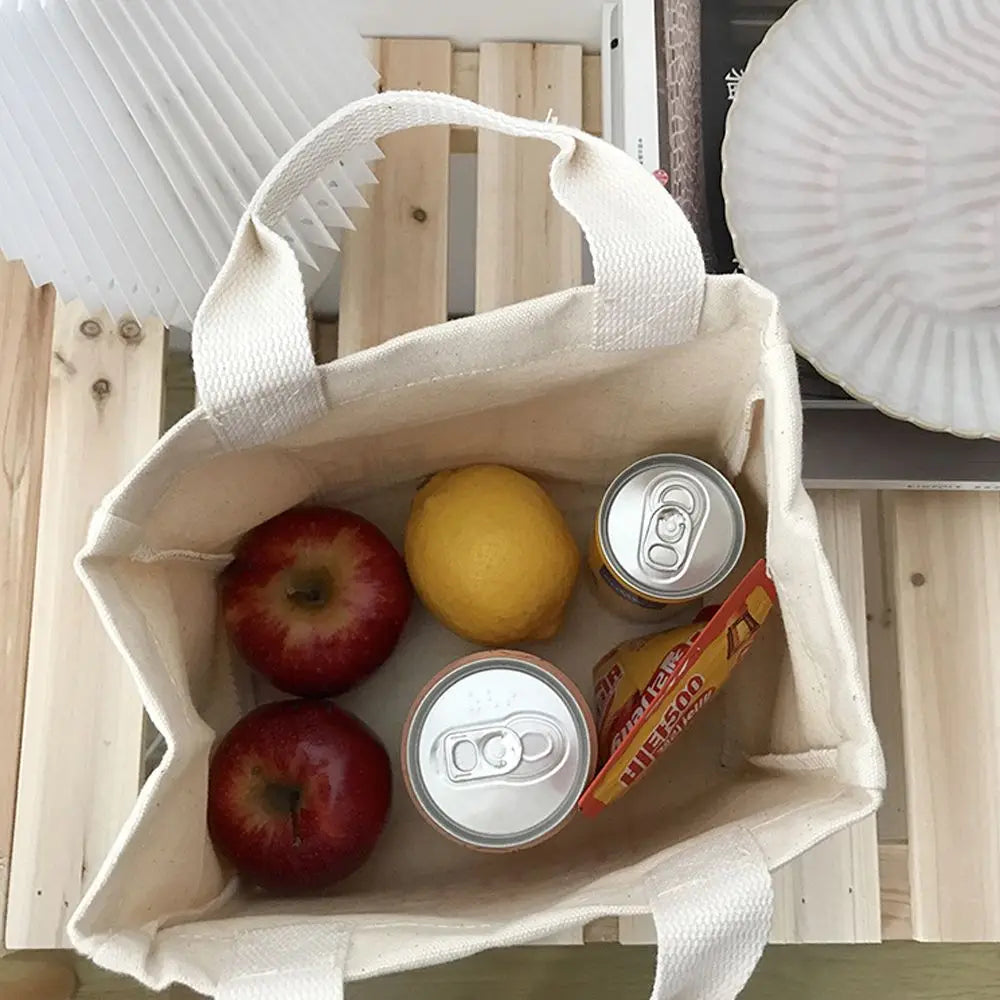 Bolsa de Almuerzo de Lona con Diseño de Letras, Ideal para Oficina y Picnic