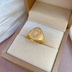 Anillo de Jesús de circón chapado en oro de 18 quilates para mujeres y hombres, anillo de cobre ajustable Vintage que se puede abrir, accesorios de joyería, regalos para amigos