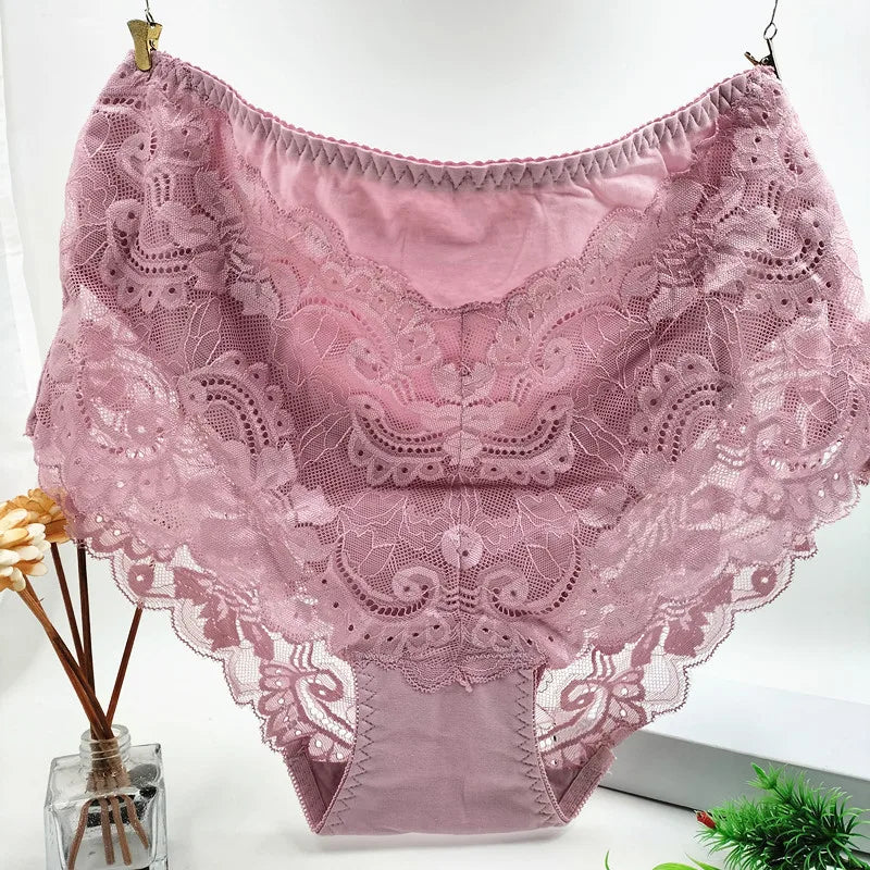 Bragas de Algodón con Encaje | Talla Grande 7XL