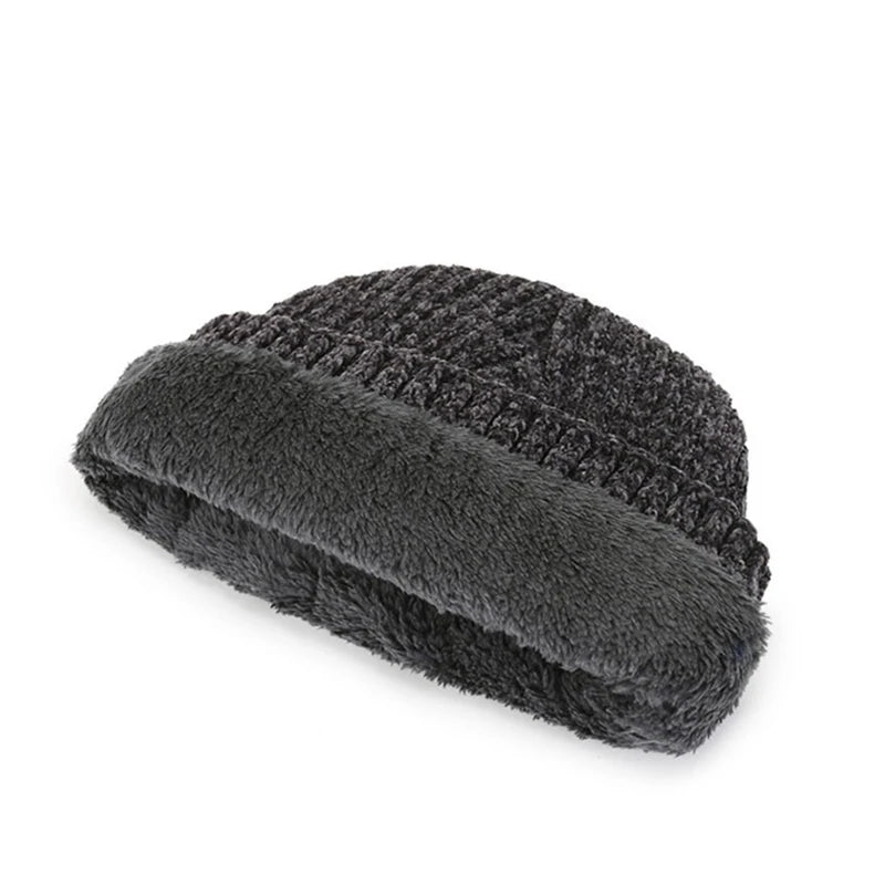 Gorro Tejido Lana Chenilla Terciopelo Grueso Térmico | Invierno Ajustable Unisex