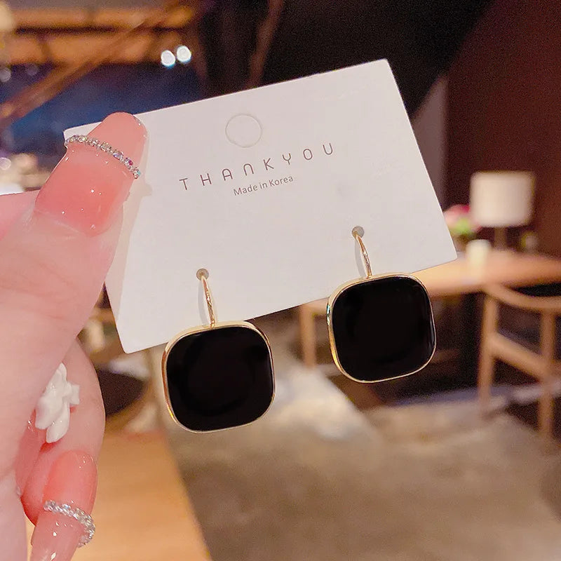 Pendientes de aro cuadrados rojos y negros reducidos geométricos para mujer, accesorios de joyería para mujer, regalos para amigos y familiares