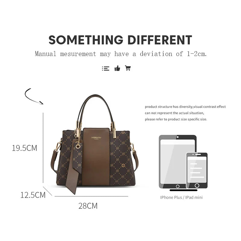 Marca LAORENTOU, bolso de mano de cuero sintético para mujer, bolso de hombro clásico para Otoño e Invierno 2025, bolso de mano de gran capacidad para trabajo de oficina