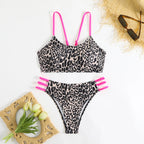 Bikini Dividido con Aros de Textura Sólida para Verano