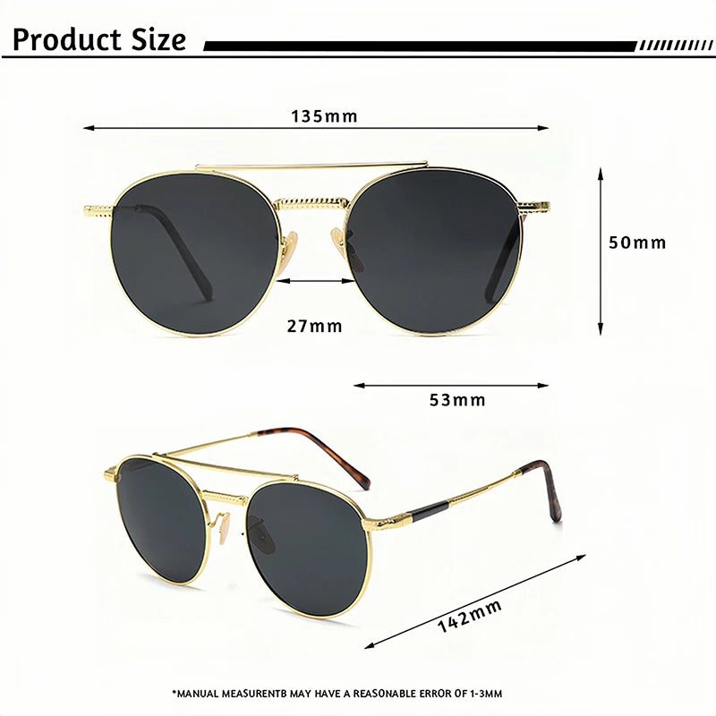 Gafas De Sol Circulares Hombre | Polarizadas UV400 Montura Metal Retro | Casual Clásico