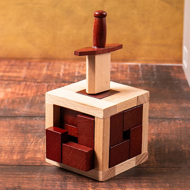 Caja de espada de rompecabezas mágico súper difícil, desmontaje de madera, prueba de inteligencia, acertijos desafiantes para adultos y niños, regalos únicos