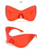 Gafas Sol Gran Tamaño Sin Montura Futuristas | PUNK Y2K Plateadas UV400 Espejo