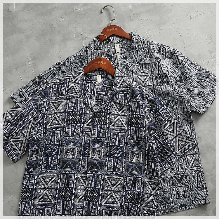Camisa Hawaiana Hombre | Estampado Geométrico | Manga Corta | Verano | Ticotrendy Costa Rica