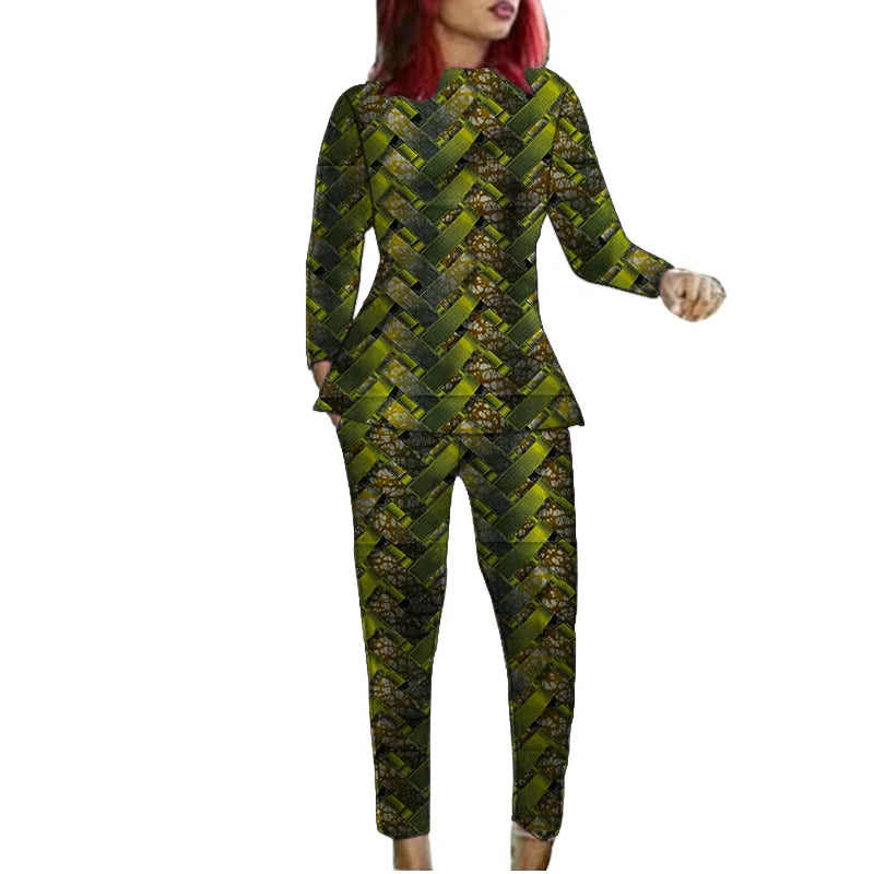 Conjunto Africano Blusa y Pantalón Hecho a Mano