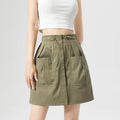 Falda Cargo Con Bolsillos Y Cordón Estilo Retro Americano
