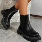 Botines Negros de Plataforma | Estilo Británico | Antideslizantes | Mujer