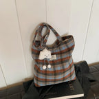 Bolso Hombro Vintage Mujer A Cuadros Gran Capacidad