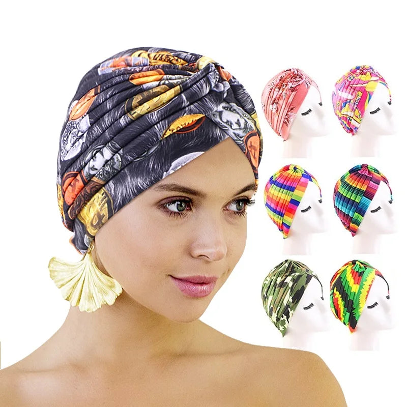 Turbante Hijab musulmán con estampado de volantes para mujer, gorro para envolver la cabeza, Hijab islámico árabe, abaya