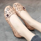 Mocasines de Cuero con Diseño Floral | Recortes Blancos | Planos | Informales