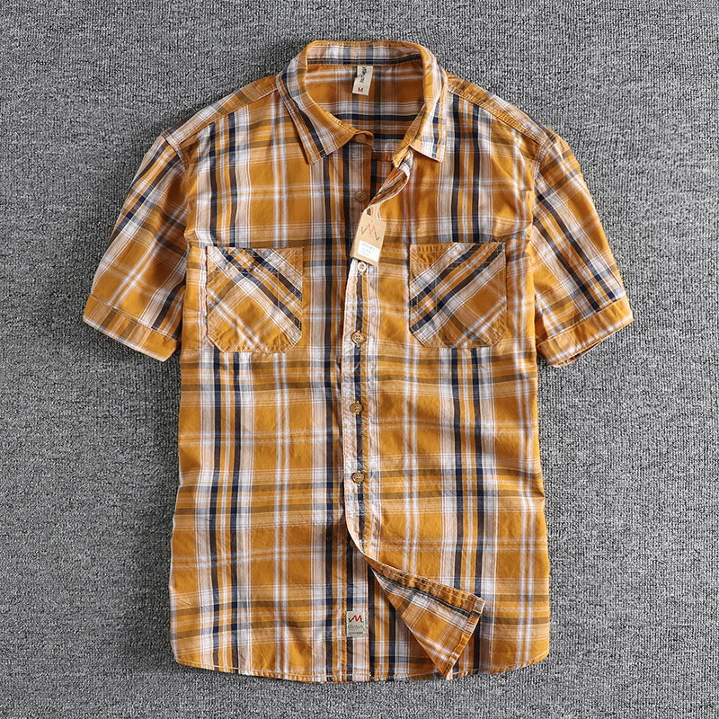 Camisa Cuadros Hombre | Algodón Lavado | Estilo Gótico | Manga Corta | Ticotrendy Costa Rica