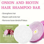 Jabón Champú de Cebolla y Biotina - 60g, Adecuado para Todo Tipo de Cabello, Hidratante y Suavizante, Rico en Extracto de Alecrim