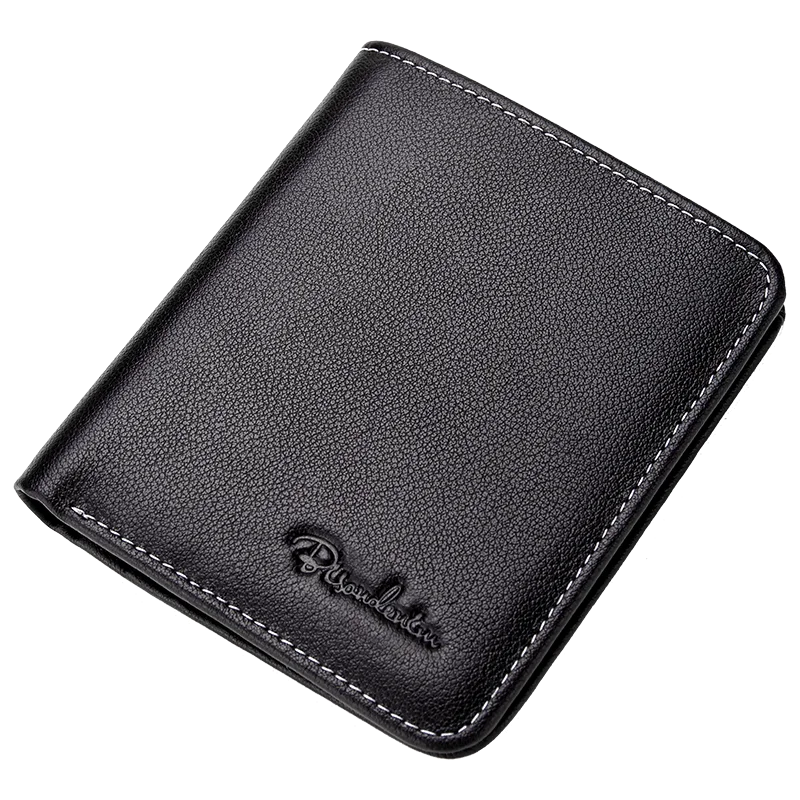 BISON DENIM-billeteras de cuero genuino para hombre, monedero Vintage para negocios, tarjetero, piel de vaca corta fina, Mini monederos, 2024
