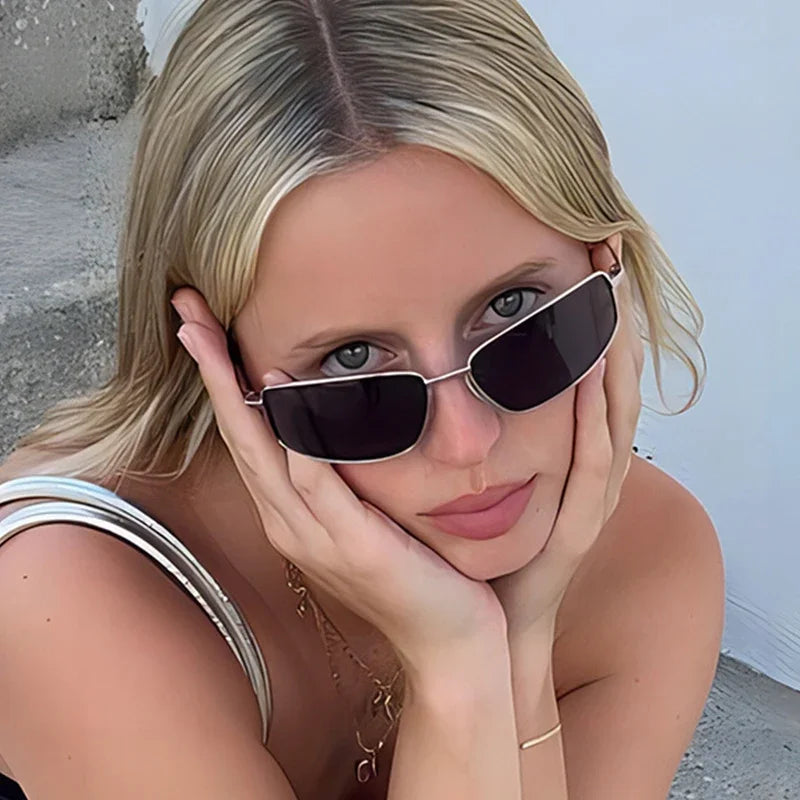 Gafas de Sol Y2K para Mujer Estilo Vintage Punk con Marco Metálico