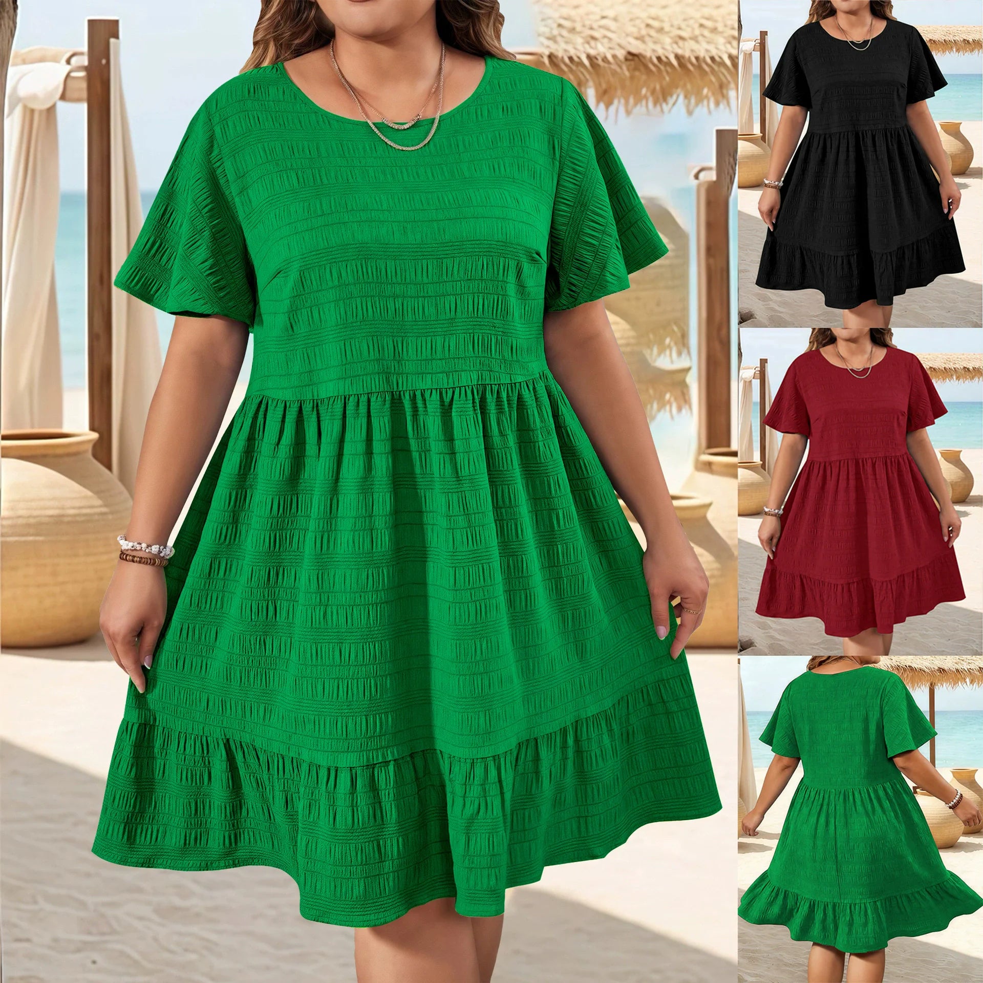 Vestido Oversize Verano 2026 | Cuello Redondo y Patchwork | Manga Corta Holgado | Tico Trendy