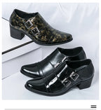 Zapatos Vestir Hombre Ticotrendy Piel Dividida Retro Punta Puntiaguda Boda | Con Hebilla