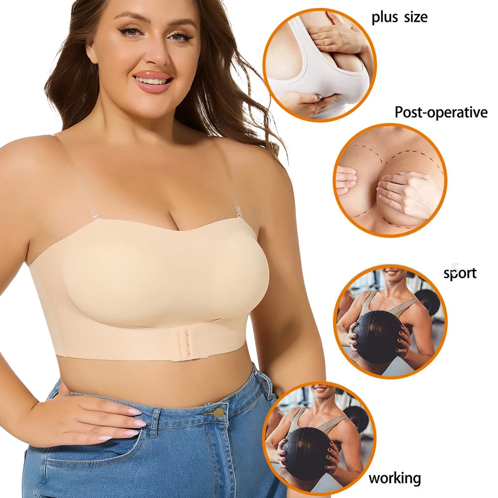 Sujetador Push Up Inalámbrico Plus Size | Transpirable Correas Extraíbles Antideslizante | Tallas XL-4XL | Tico Trendy