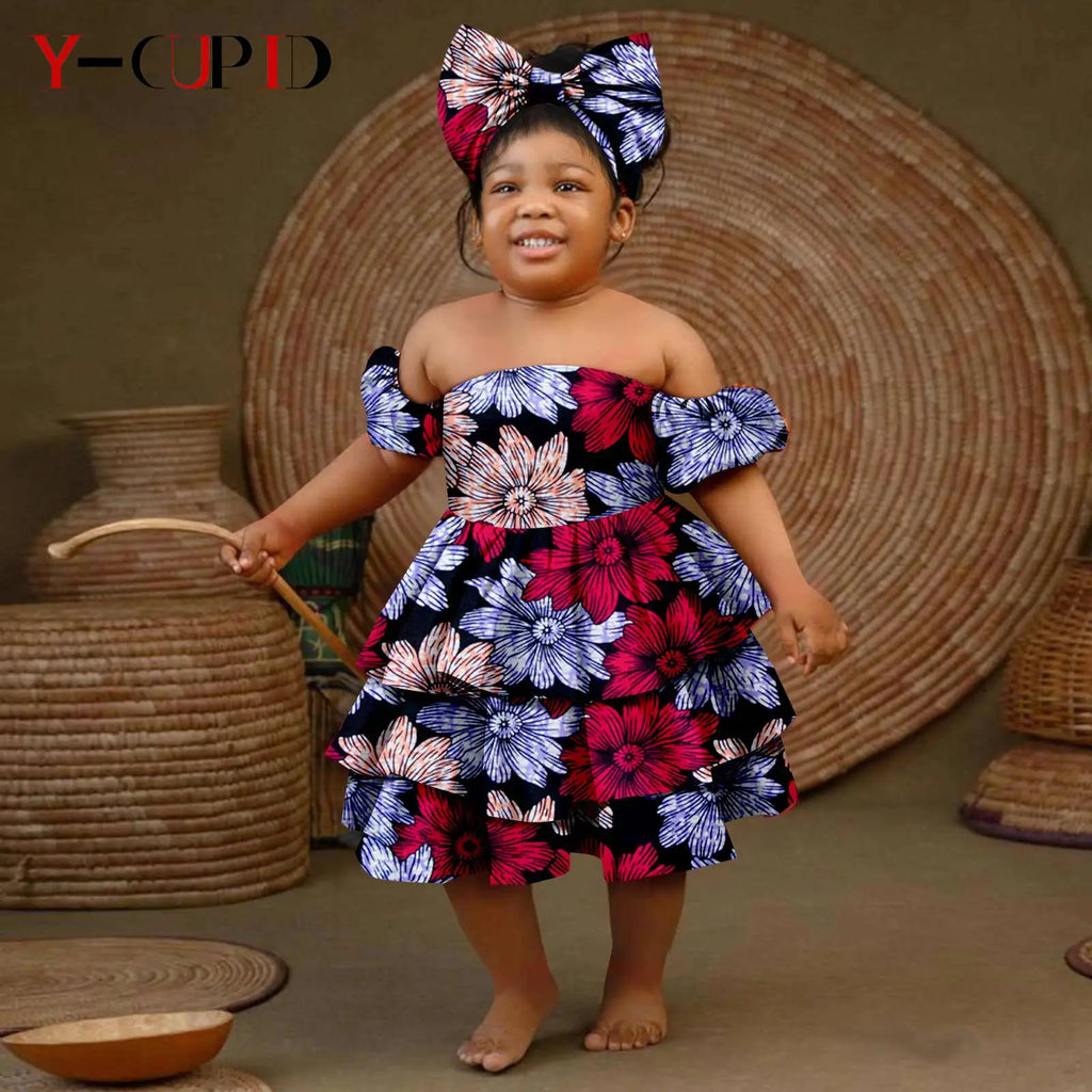Vestido Ankara Multicapa Volantes Niña | Fiesta Bazin Riche | Tallas S-XXL | Tico Trendy